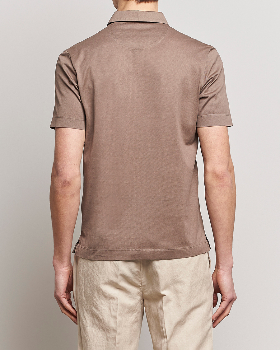 Uomini | Polo | Canali | Short Sleeve Polo Pique Taupe