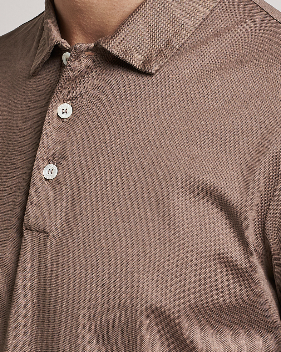 Uomini | Polo | Canali | Short Sleeve Polo Pique Taupe