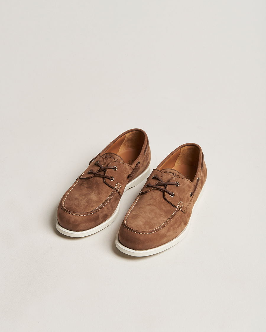 Uomini | Canali Boat Shoes Dark Brown Nubuck | Canali | Boat Shoes Dark Brown Nubuck