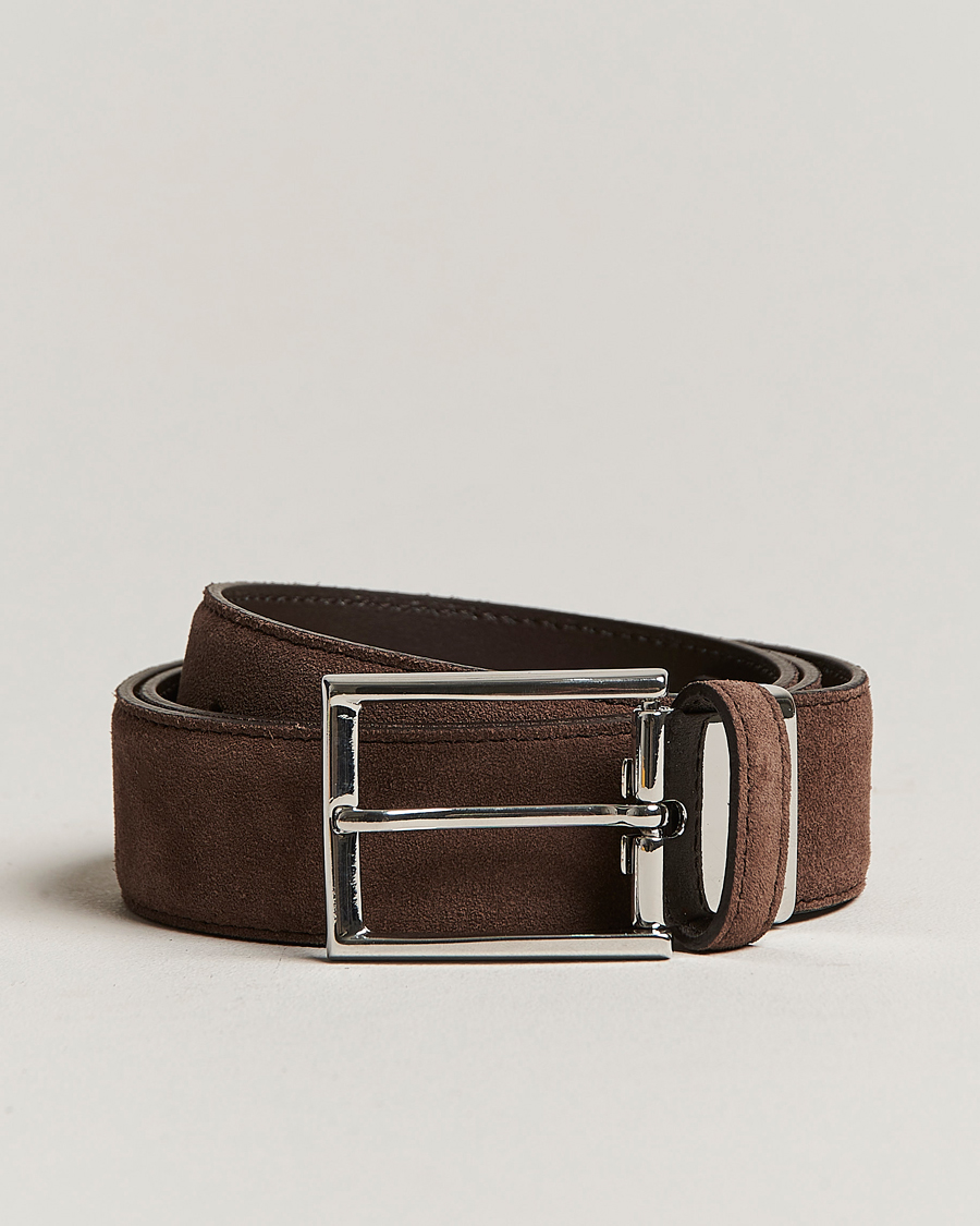Uomini | Canali Classic Belt Dark Brown Suede | Canali | Classic Belt Dark Brown Suede