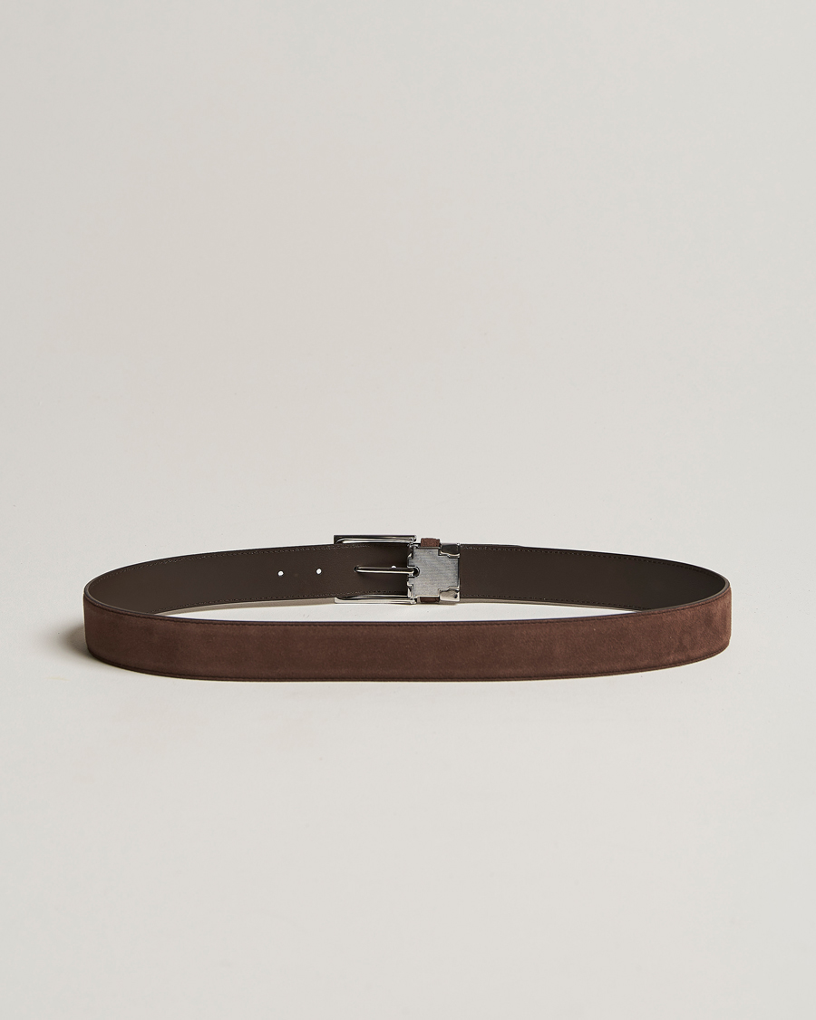 Uomini | Canali Classic Belt Dark Brown Suede | Canali | Classic Belt Dark Brown Suede
