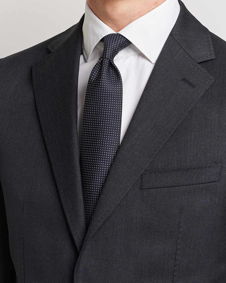 Uomini | Canali Micro Jacquard Silk Tie Navy | Canali | Micro Jacquard Silk Tie Navy