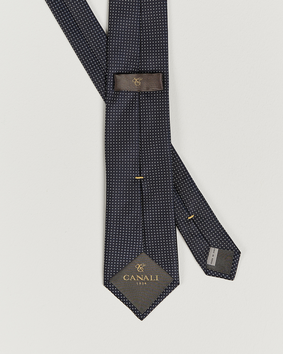 Uomini | Canali Micro Jacquard Silk Tie Navy | Canali | Micro Jacquard Silk Tie Navy