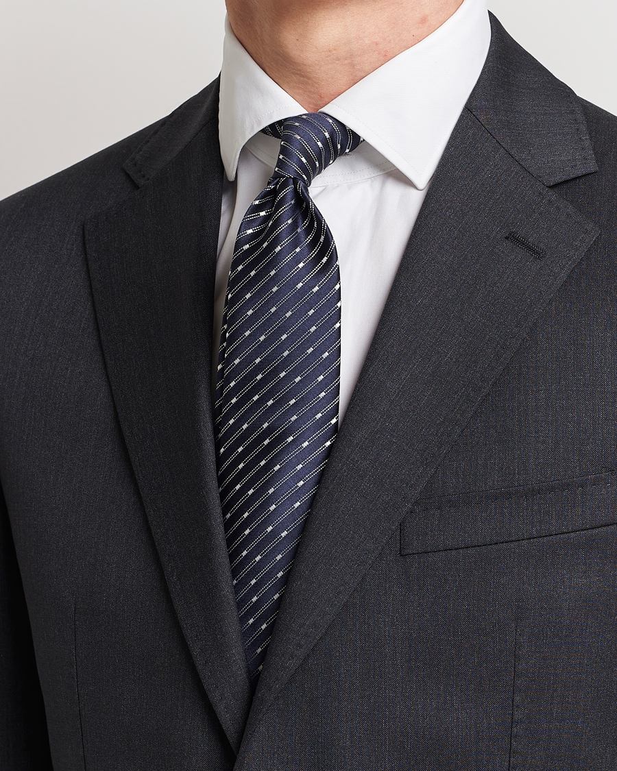 Uomini | Canali Micro Jacquard Silk Tie Navy | Canali | Micro Jacquard Silk Tie Navy