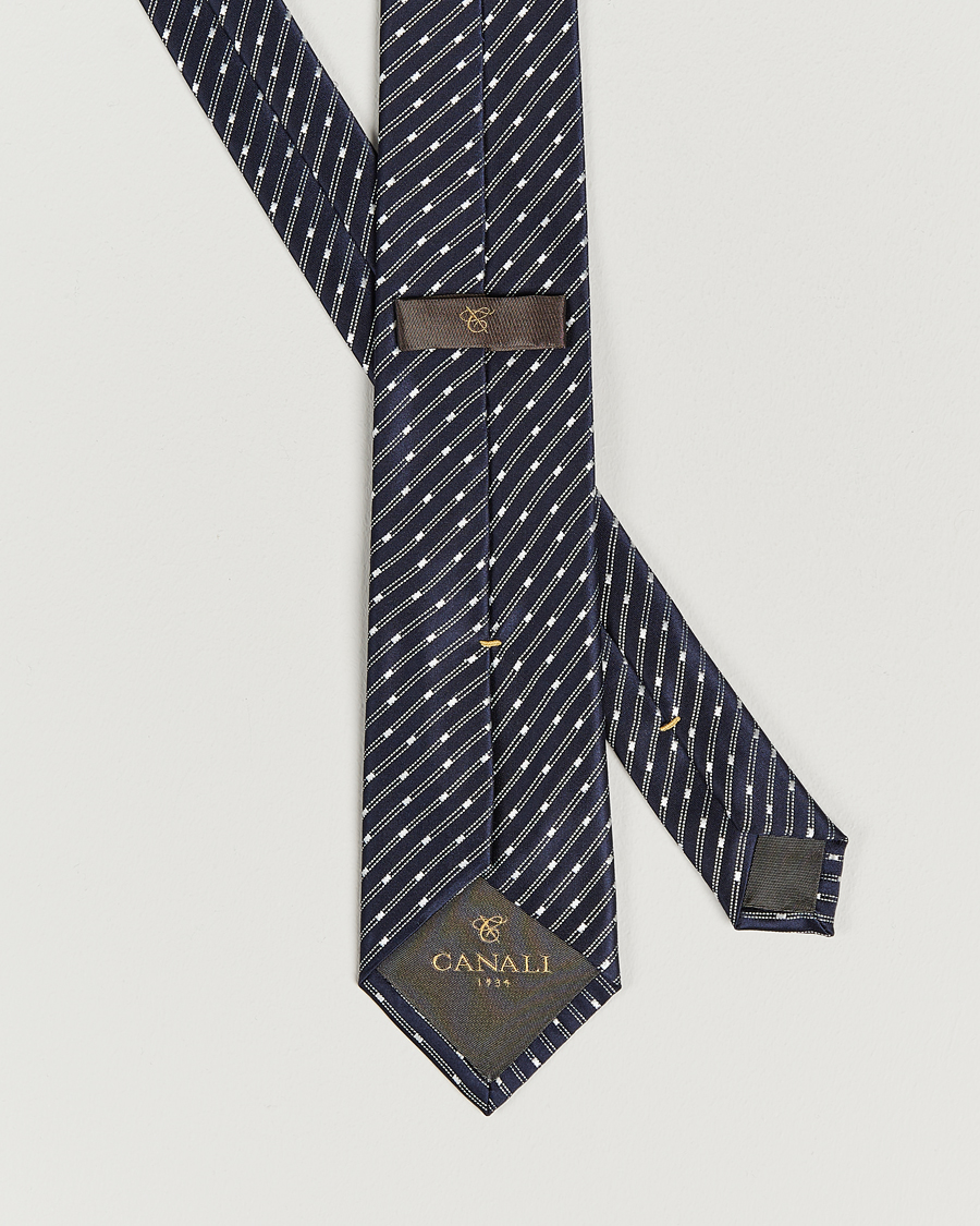 Uomini | Canali Micro Jacquard Silk Tie Navy | Canali | Micro Jacquard Silk Tie Navy