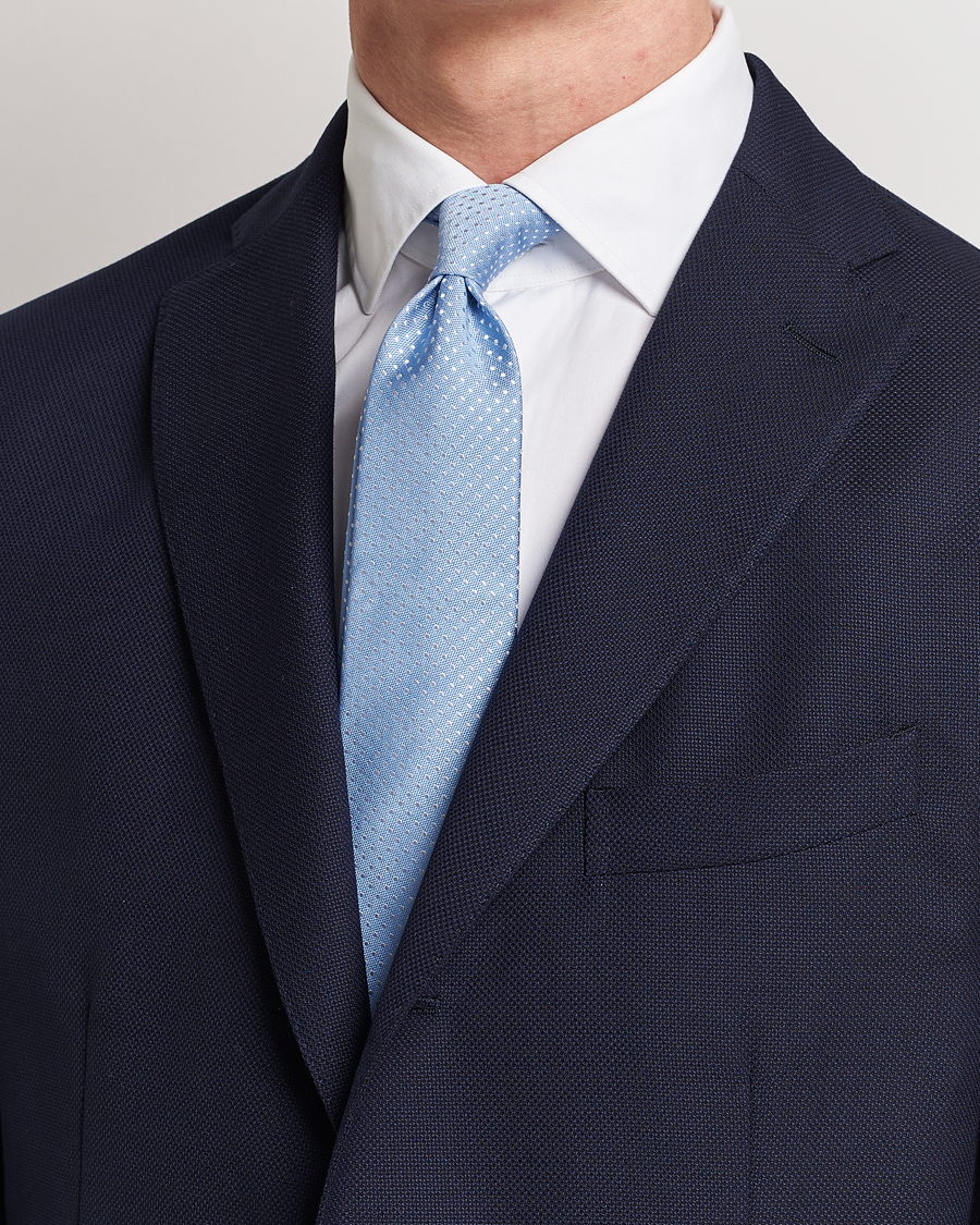 Uomini | Canali Micro Dot Silk Tie Light Blue | Canali | Micro Dot Silk Tie Light Blue