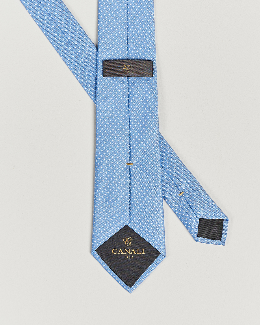 Uomini | Canali Micro Dot Silk Tie Light Blue | Canali | Micro Dot Silk Tie Light Blue