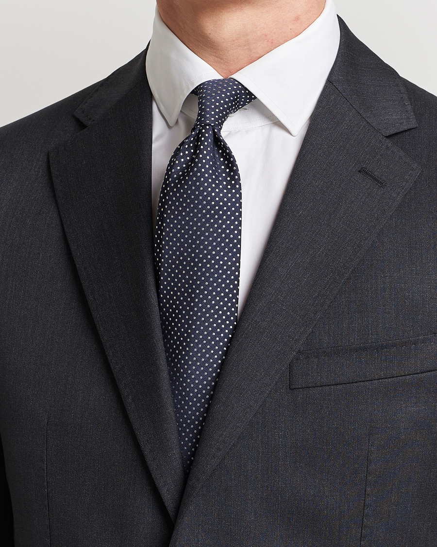 Uomini | Canali Micro Dot Silk Tie Navy | Canali | Micro Dot Silk Tie Navy