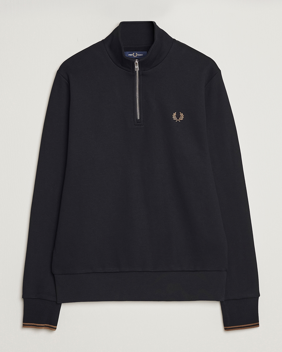 Uomini | Maglieria | Fred Perry | Half Zip Sweatshirt Black