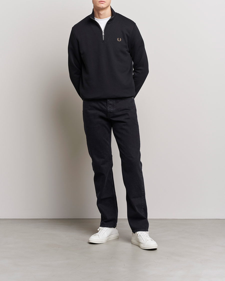 Uomini | Maglieria | Fred Perry | Half Zip Sweatshirt Black