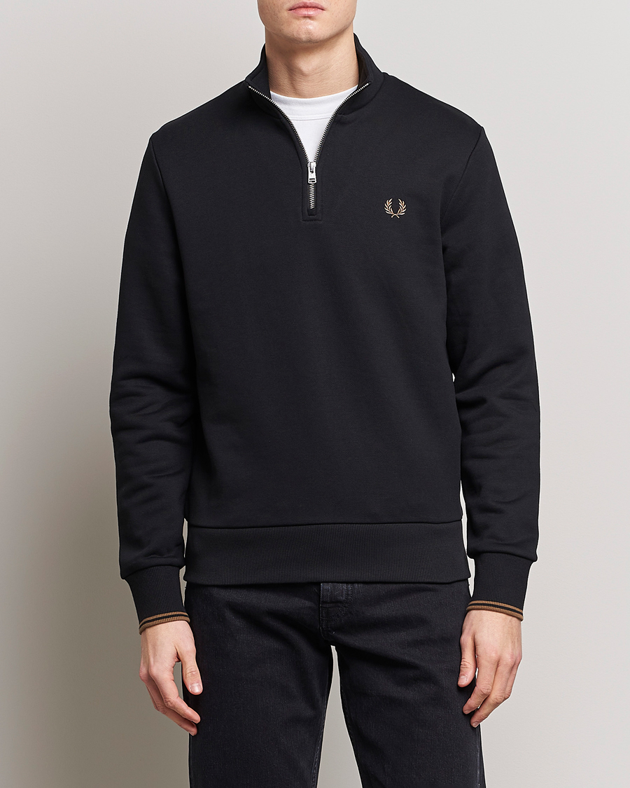 Uomini | Maglieria | Fred Perry | Half Zip Sweatshirt Black