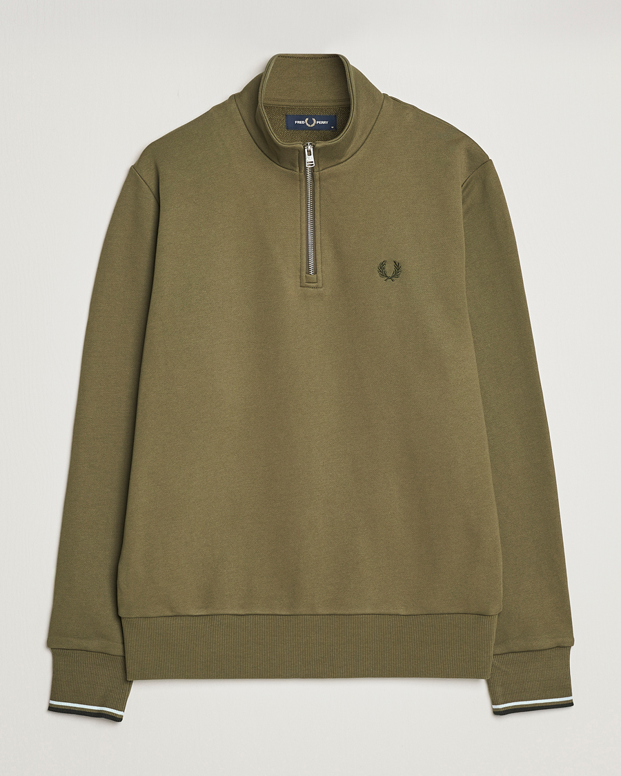 Uomini | Maglieria | Fred Perry | Half Zip Sweatshirt Uniform Green
