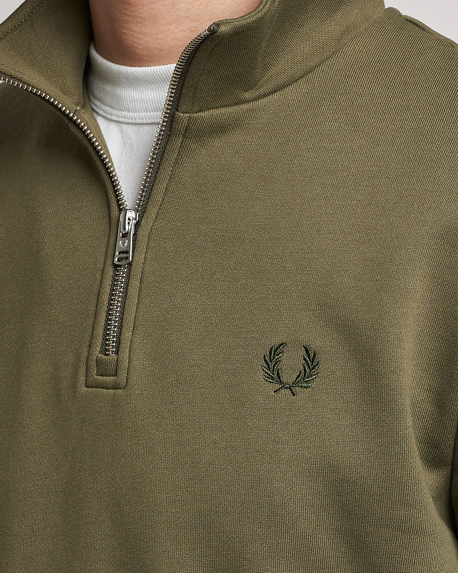 Uomini | Maglieria | Fred Perry | Half Zip Sweatshirt Uniform Green