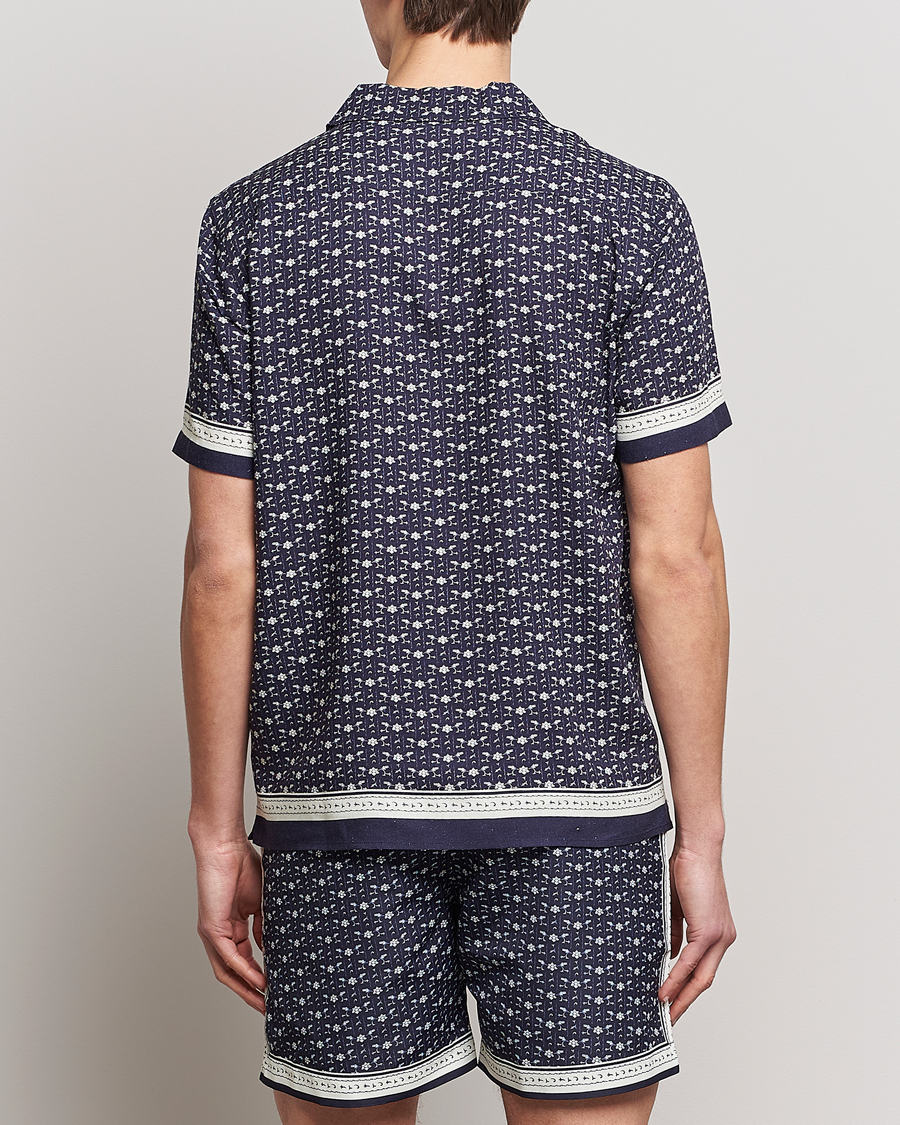 Uomini | Camicie | Orlebar Brown | Hibbert Bandana Viscose/Linen Shirt Dark Sapphire