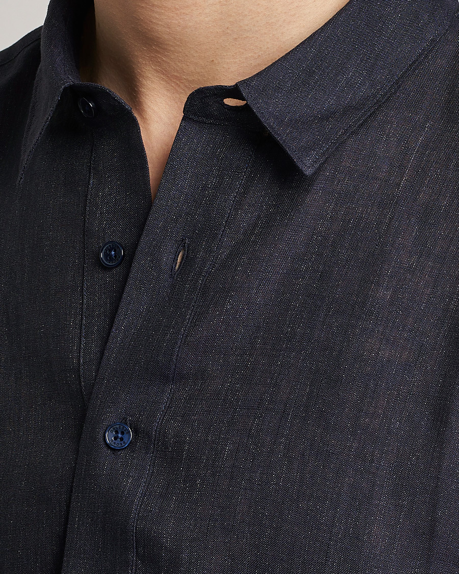 Uomini | Camicie | Orlebar Brown | Percy Smart Linen Shirt Dark Navy