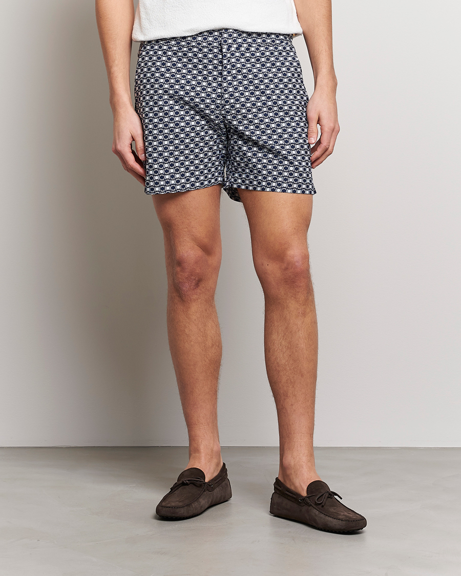 Uomini | Costumi da bagno | Orlebar Brown | Bulldog Tela Jacquard Swimshorts Night Iris