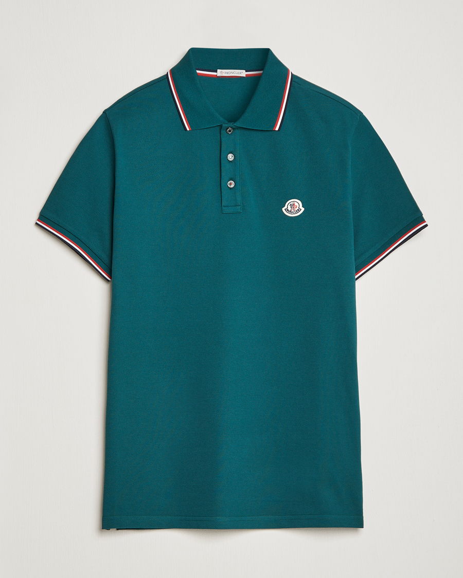 Uomini | Polo | Moncler | Contrast Rib Polo Bottle Green