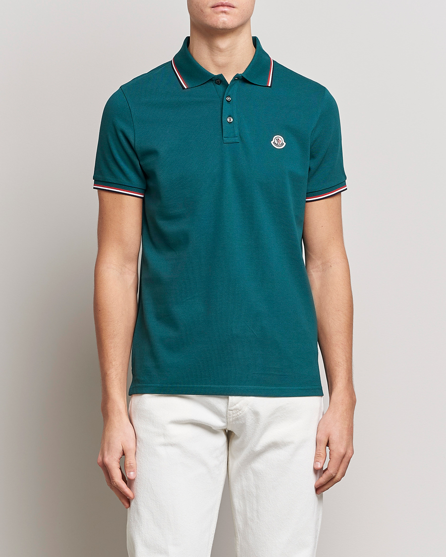 Uomini | Polo | Moncler | Contrast Rib Polo Bottle Green