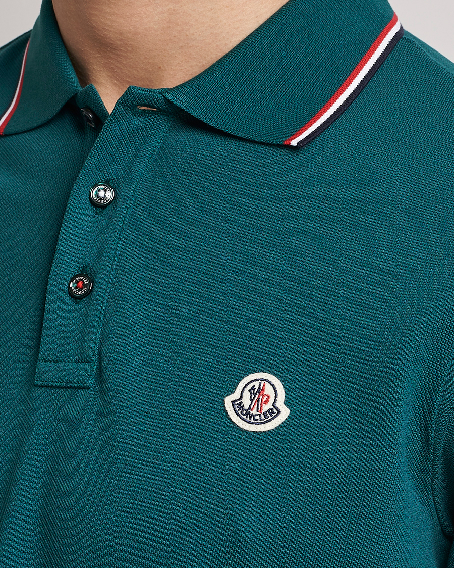 Uomini | Polo | Moncler | Contrast Rib Polo Bottle Green