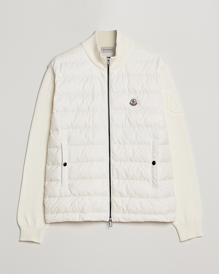 Uomini | Maglieria | Moncler | Zip Padded Cardigan Off White