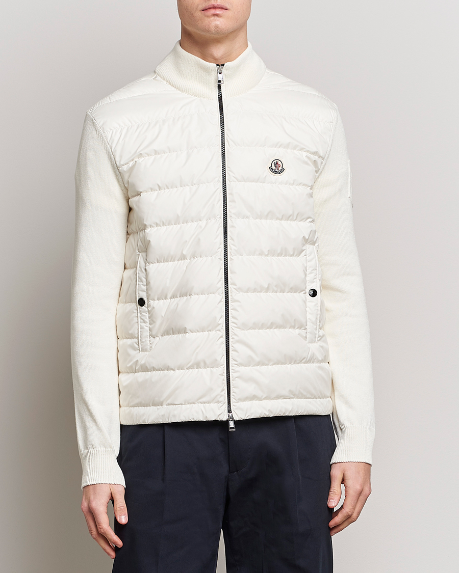 Uomini | Maglieria | Moncler | Zip Padded Cardigan Off White
