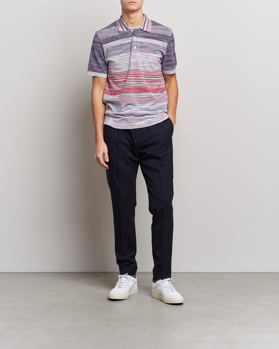 Uomini | Polo | Missoni | Short Sleeve Space Dye Polo Navy/Light Blue