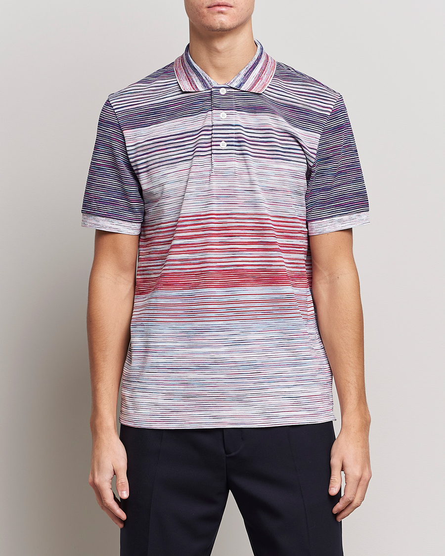Uomini | Polo | Missoni | Short Sleeve Space Dye Polo Navy/Light Blue