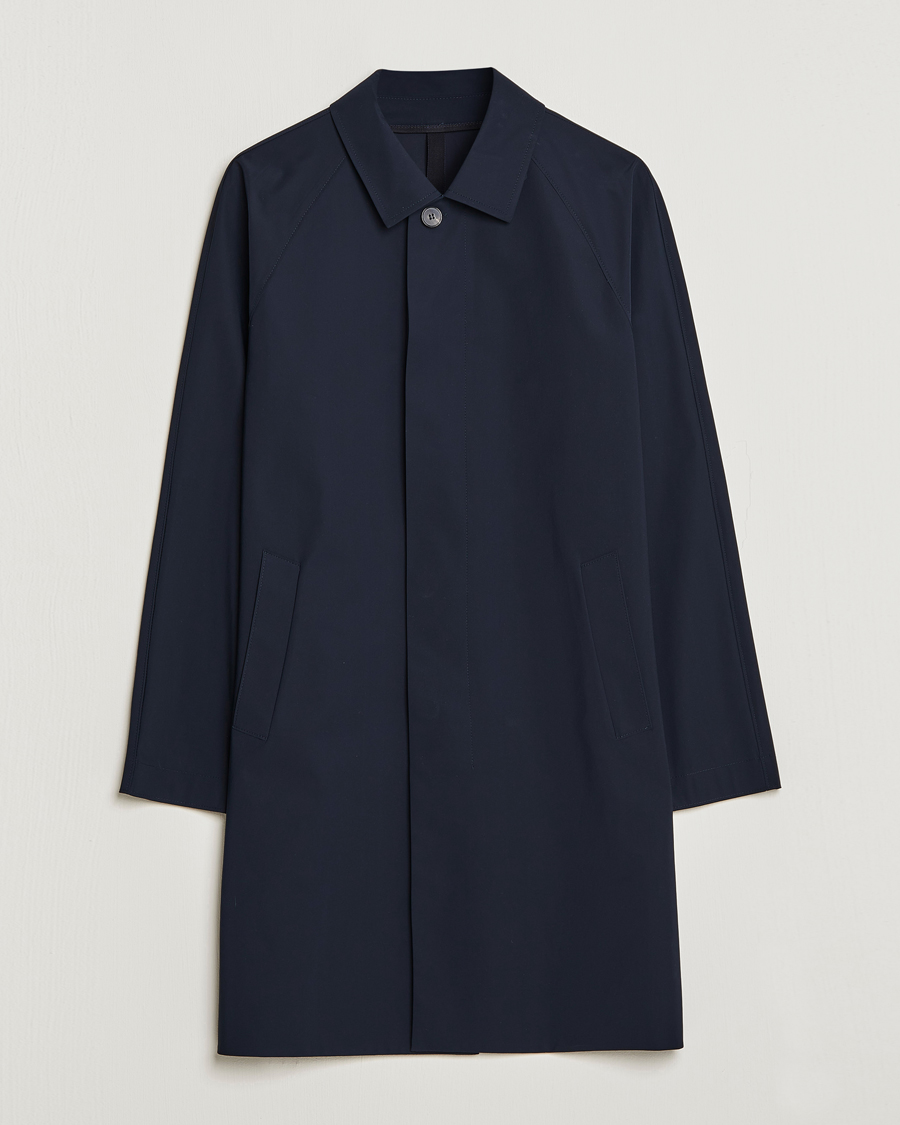 Uomini | Giacche | Harris Wharf London | Light Technic Balmacaan Coat Dark Blue