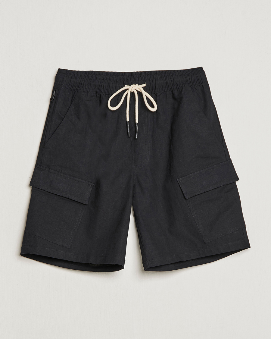 Uomini | Pantaloncini | OAS | Cargo Linen Shorts Black