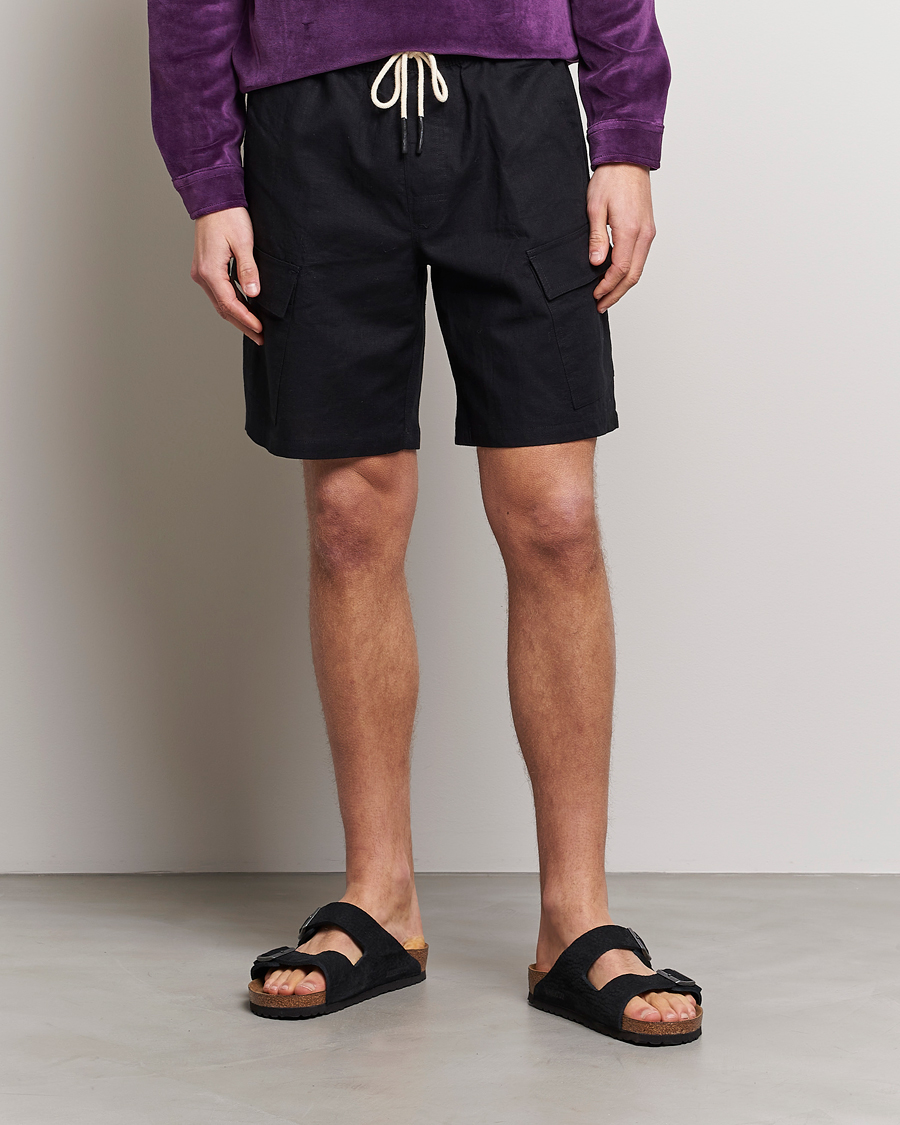 Uomini | Pantaloncini | OAS | Cargo Linen Shorts Black
