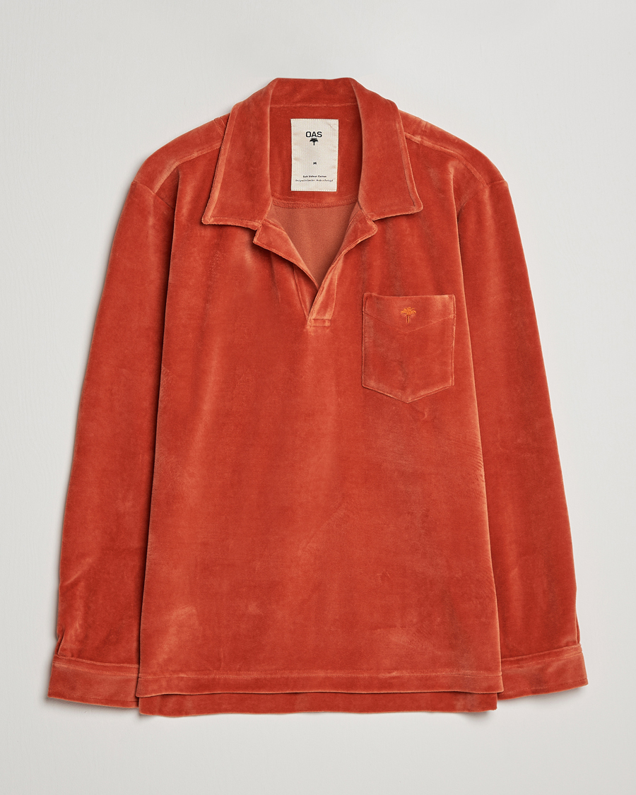 Uomini | Camicie | OAS | Long Sleeve Velour Shirt Burnt Orange