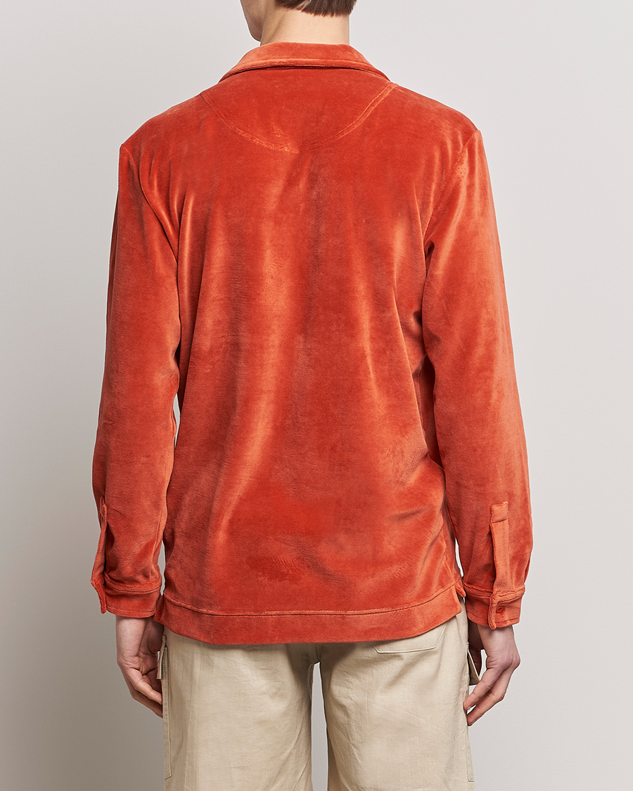 Uomini | Camicie | OAS | Long Sleeve Velour Shirt Burnt Orange