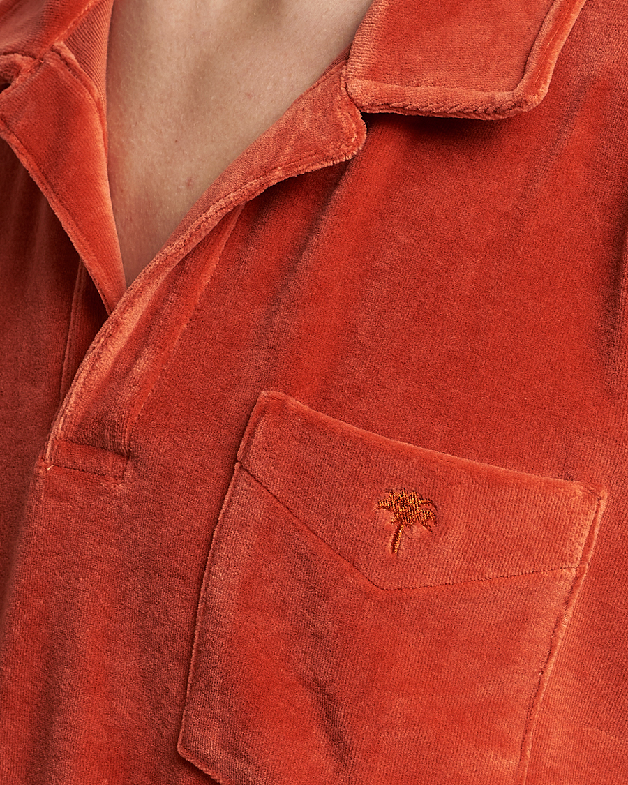 Uomini | Camicie | OAS | Long Sleeve Velour Shirt Burnt Orange