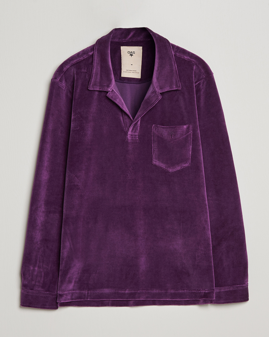 Uomini | Camicie | OAS | Long Sleeve Velour Shirt Purple