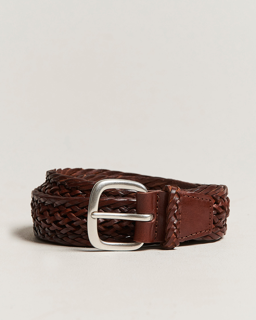 Uomini | Orciani Braided Leather Belt 3,5 cm Cognac | Orciani | Braided Leather Belt 3,5 cm Cognac