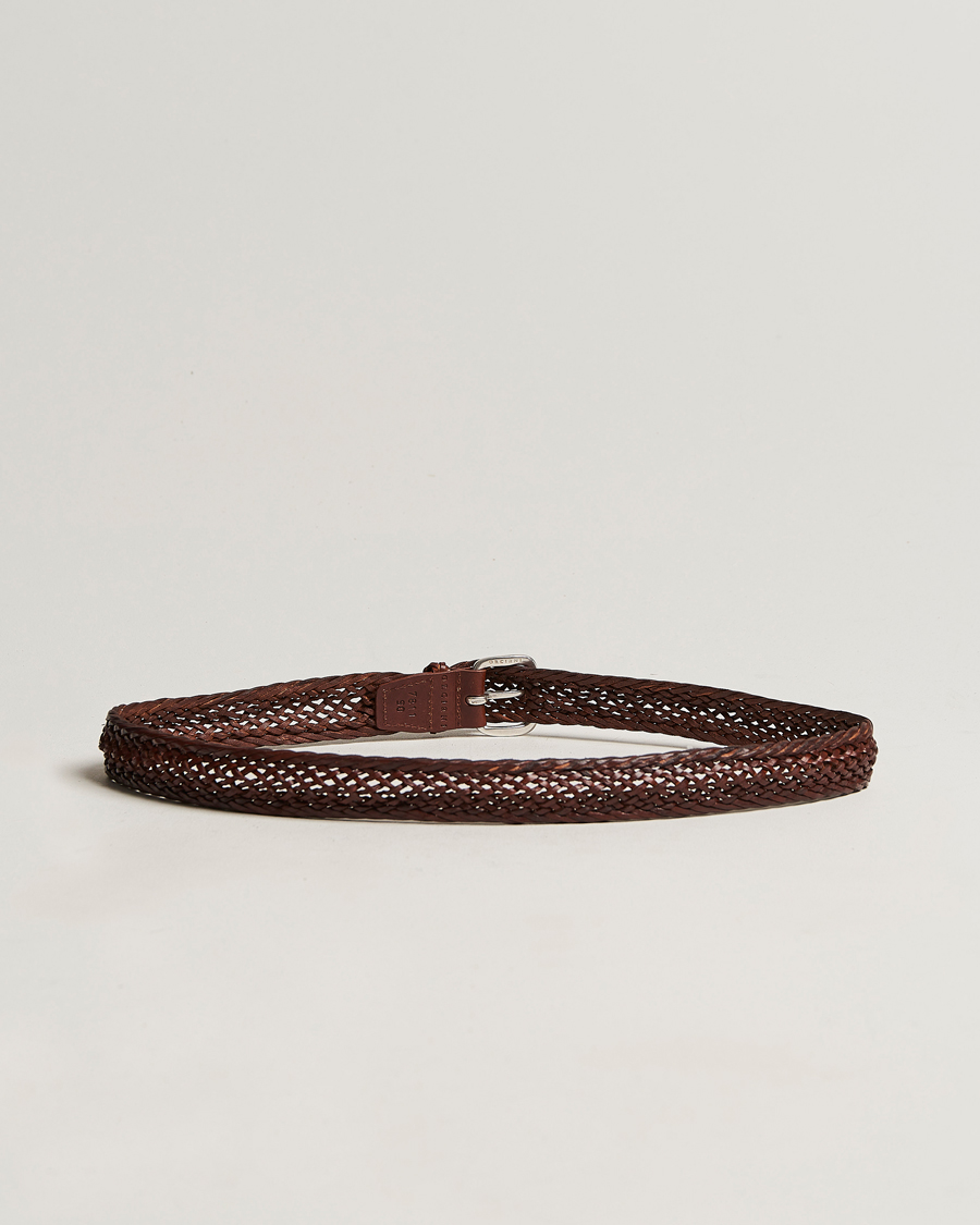 Uomini | Orciani Braided Leather Belt 3,5 cm Cognac | Orciani | Braided Leather Belt 3,5 cm Cognac