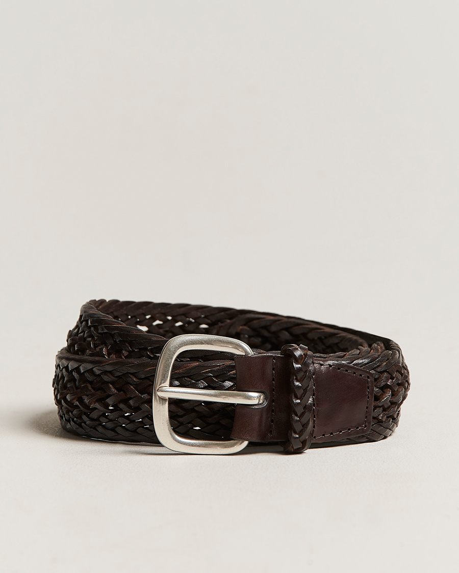 Uomini | Orciani Braided Leather Belt 3,5 cm Dark Brown | Orciani | Braided Leather Belt 3,5 cm Dark Brown