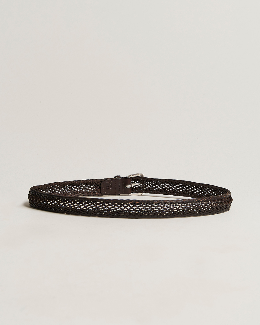 Uomini | Orciani Braided Leather Belt 3,5 cm Dark Brown | Orciani | Braided Leather Belt 3,5 cm Dark Brown