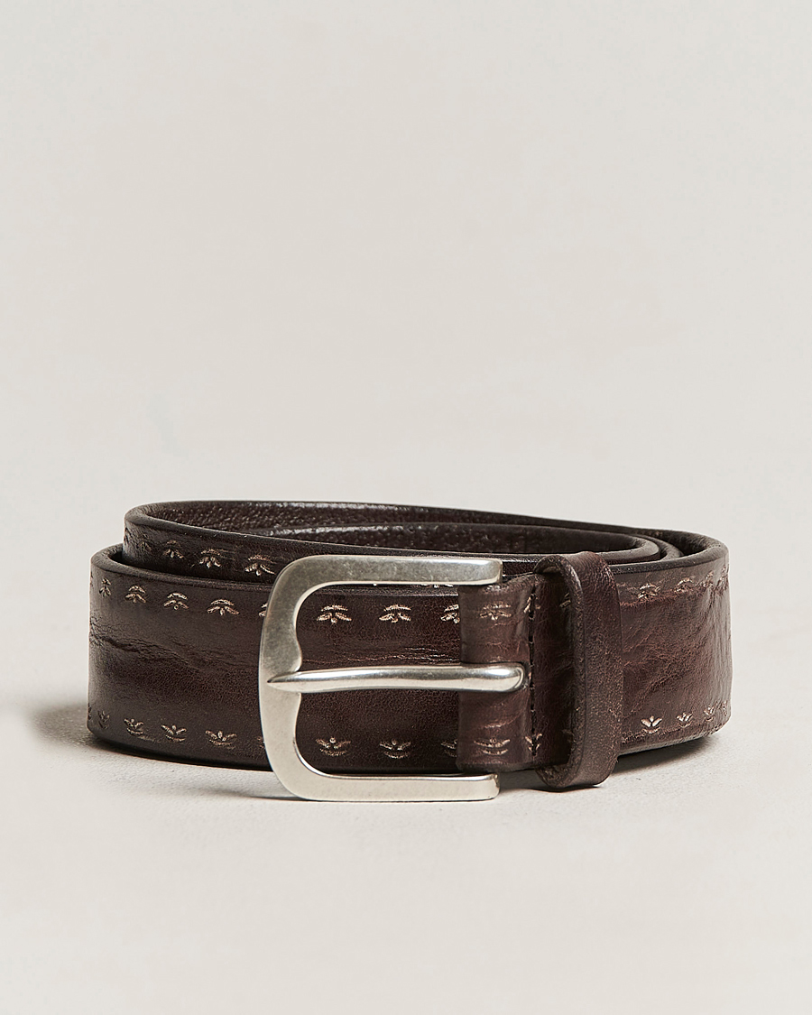 Uomini | Orciani Hand Painted Leather Belt Dark Brown | Orciani | Hand Painted Leather Belt Dark Brown