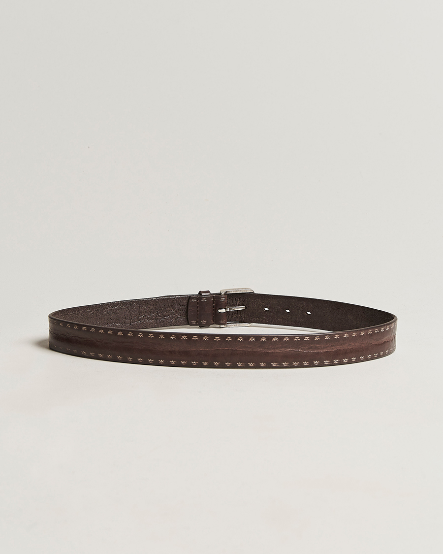Uomini | Orciani Hand Painted Leather Belt Dark Brown | Orciani | Hand Painted Leather Belt Dark Brown