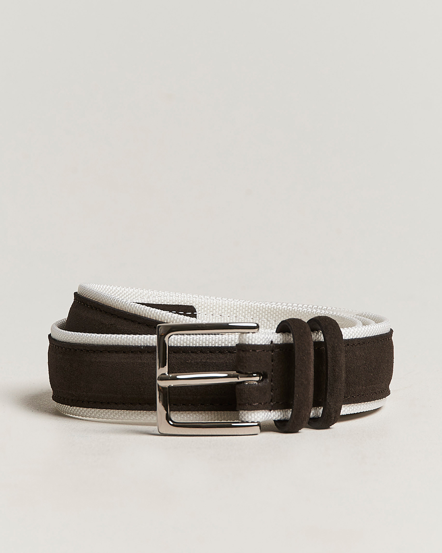 Uomini | Orciani Amalfi Suede/Canvas Belt Dark Brown | Orciani | Amalfi Suede/Canvas Belt Dark Brown