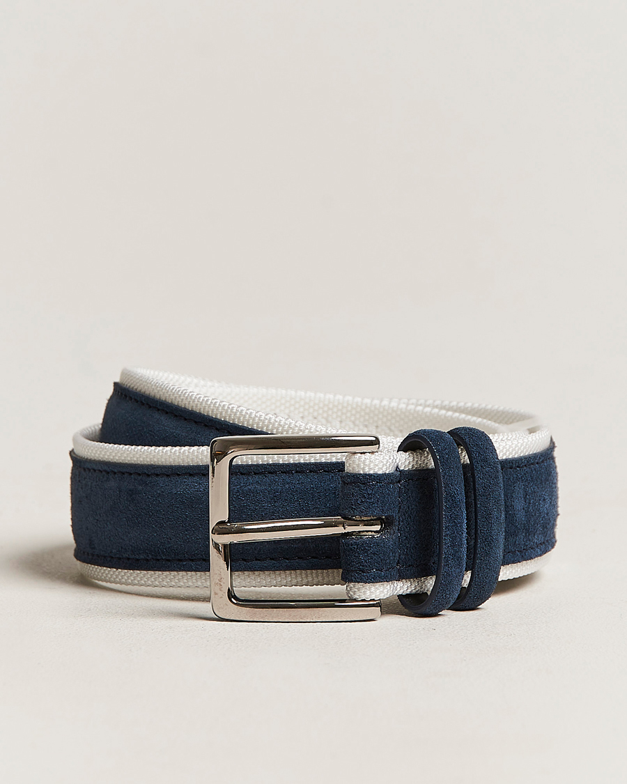 Uomini | Orciani Amalfi Suede/Canvas Belt Navy | Orciani | Amalfi Suede/Canvas Belt Navy