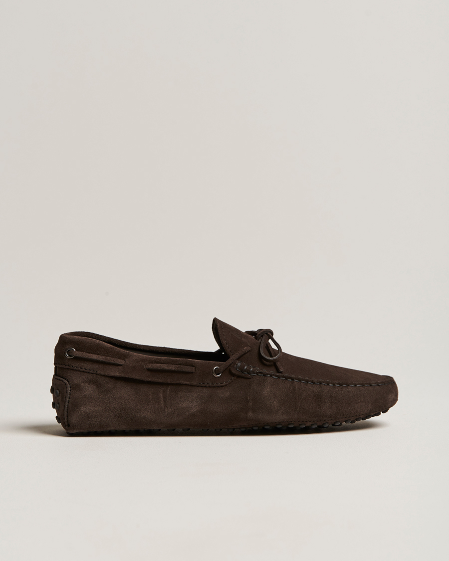 Uomini | Tod's Laccetto Gommino Carshoe Dark Brown Suede | Tod's | Laccetto Gommino Carshoe Dark Brown Suede