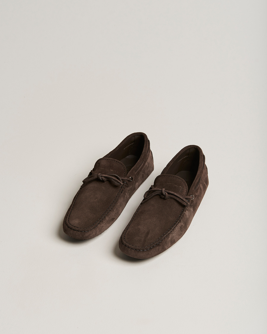 Uomini | Tod's Laccetto Gommino Carshoe Dark Brown Suede | Tod's | Laccetto Gommino Carshoe Dark Brown Suede