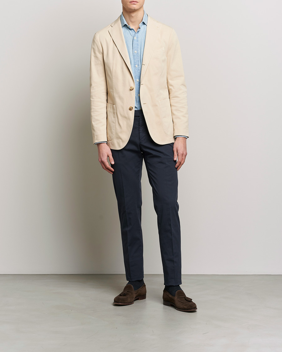 Uomini | Blazers | Boglioli | K Jacket Cotton Stretch Blazer Light Beige