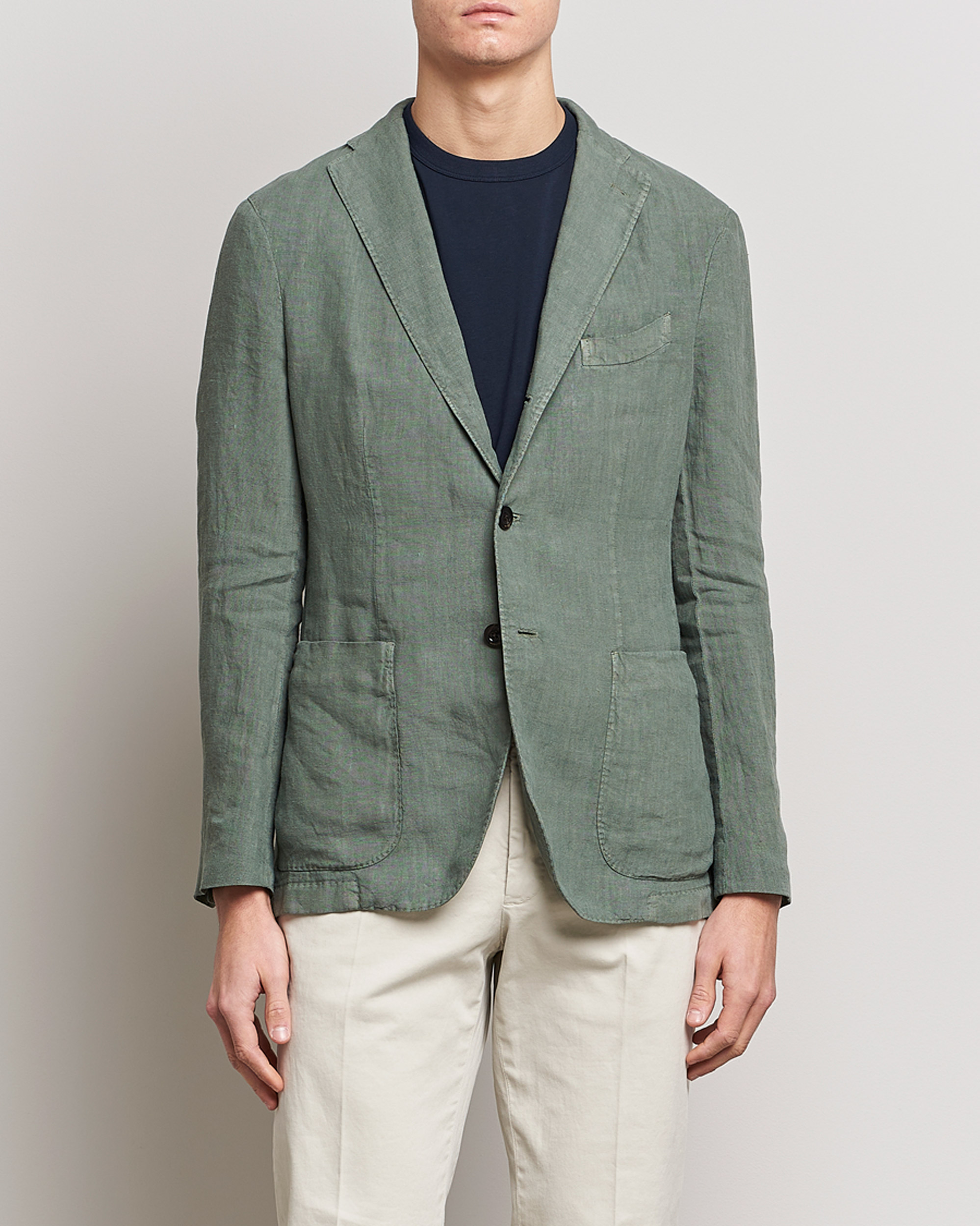 Uomini | Blazers | Boglioli | K Jacket Linen Blazer Sage Green