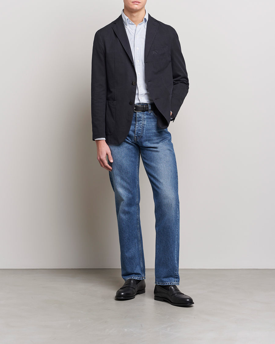 Uomini | Blazers | Boglioli | Cotton/Silk Prince Of Wales Check Blazer Navy