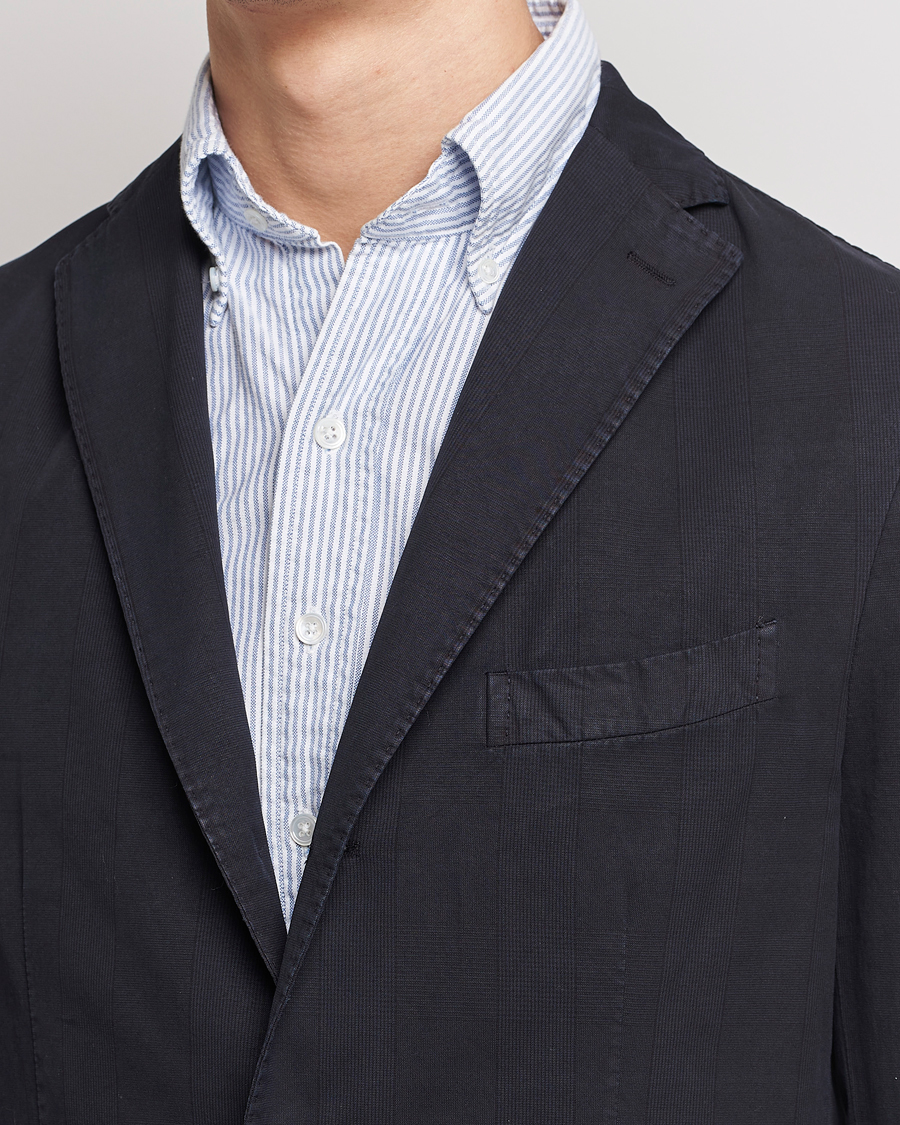 Uomini | Blazers | Boglioli | Cotton/Silk Prince Of Wales Check Blazer Navy