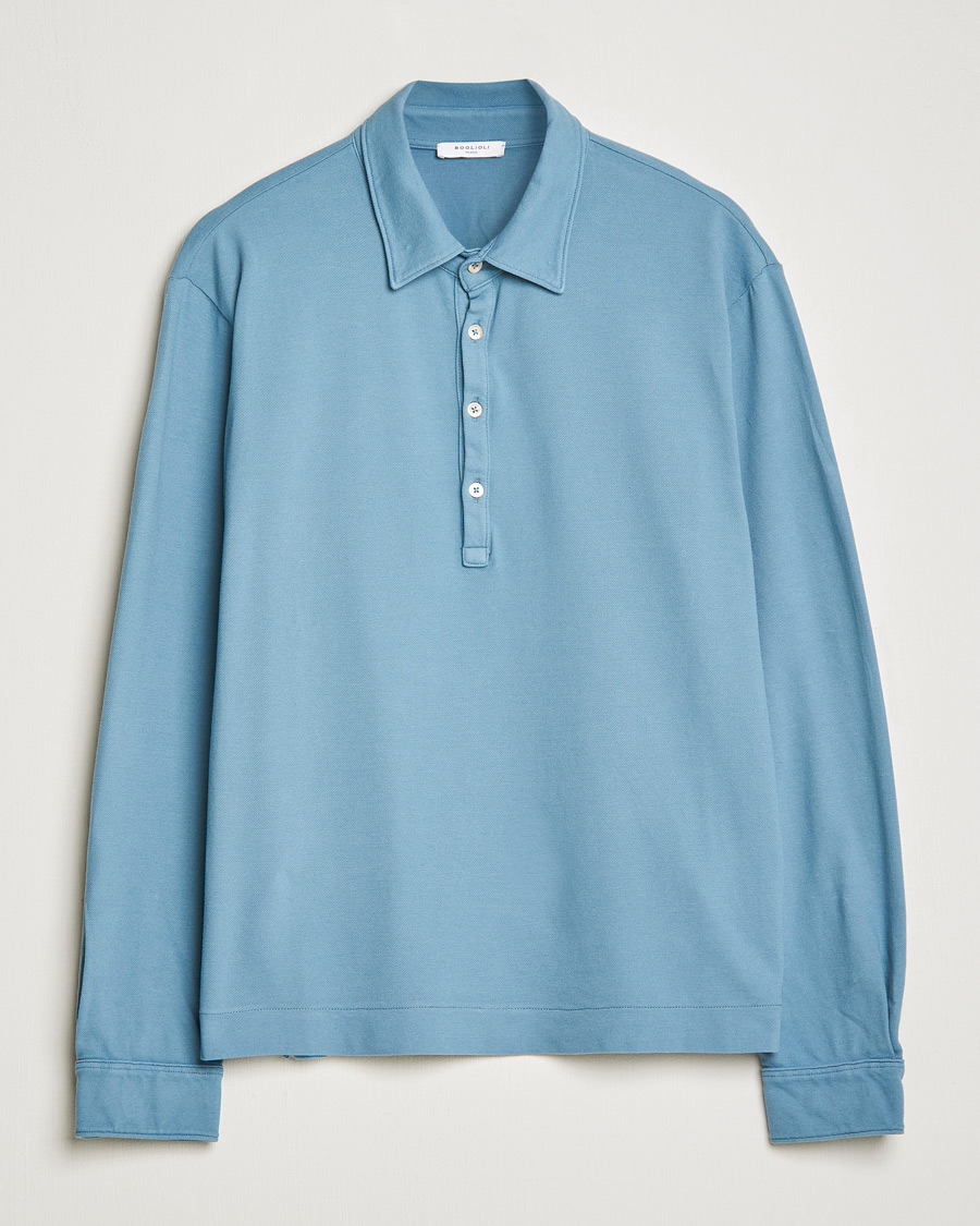 Uomini | Maglieria | Boglioli | Long Sleeve Polo Light Blue