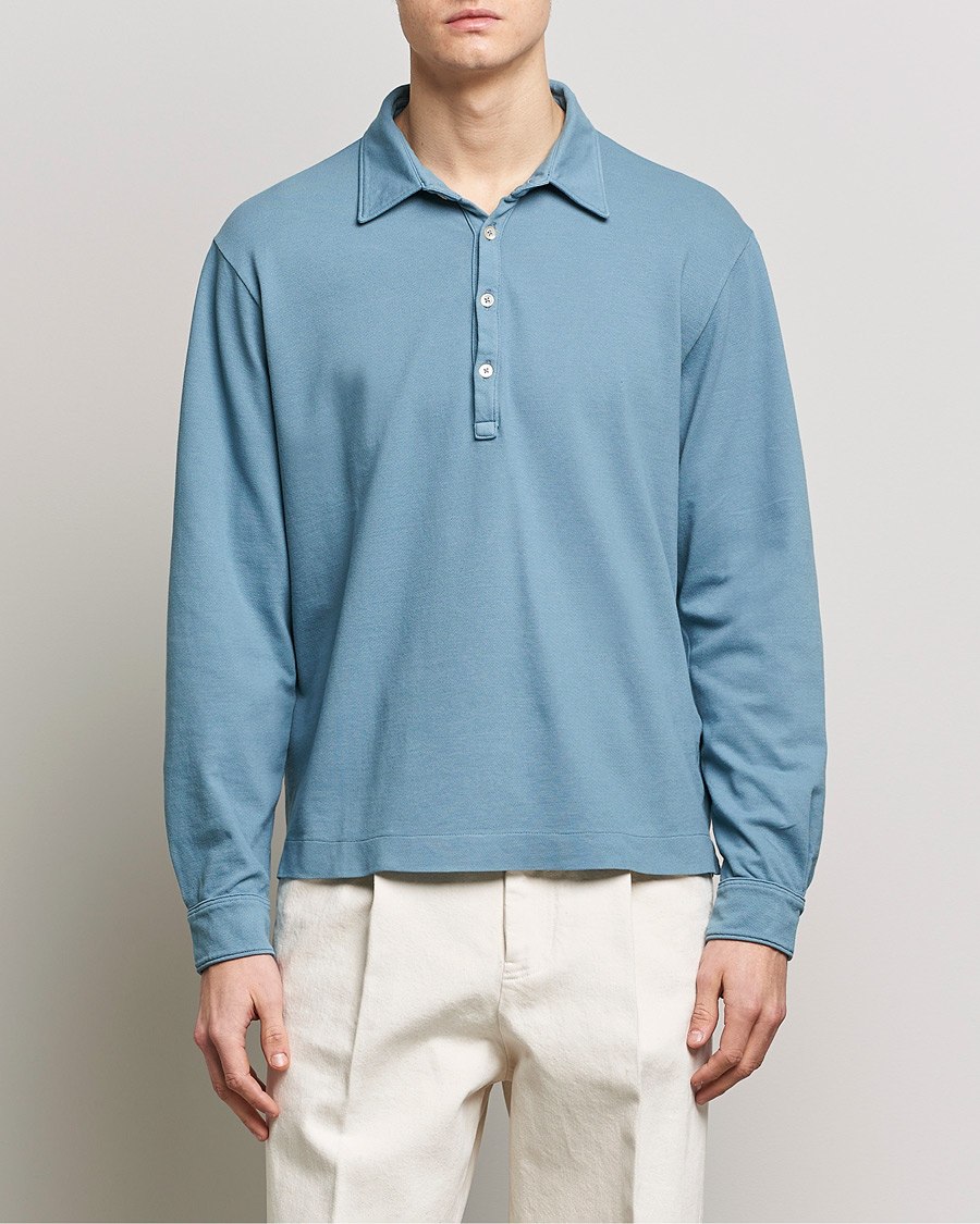 Uomini | Maglieria | Boglioli | Long Sleeve Polo Light Blue